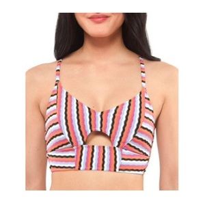NWT Jessica Simpson Swim Keyhole Bikini Top Med Bathing Suit B Cup Support